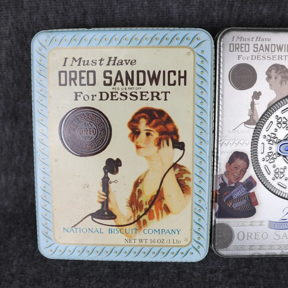 Oreo Sandwich Cookie Tin Canisters Set Of 2 Blue 1918 1999 Commemorative